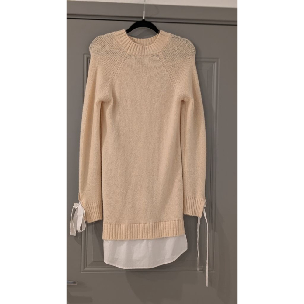 Women's ENGLISH FACTORY Beige & White Crew Neck Sweater S - Picture 6 of 11